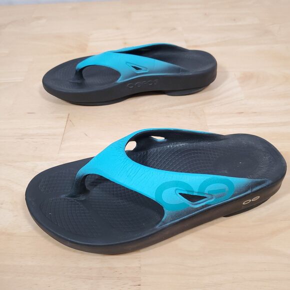 OOFOS OOriginal Sport Thong Sandals Aqua Blue Women's Sz 7 EU 38 Recovery Beachy - Picture 5 of 10